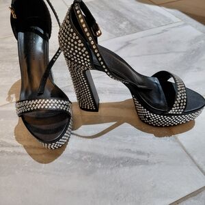 Wild Diva Black Studded Platform Heels